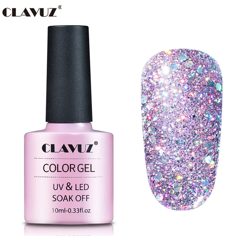 CLAVUZ 10ML Pink Bottle Bling Glitter Diamond UV Nail Gel Polish Long ...