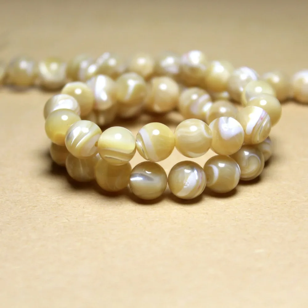 

Natural Round Trochus Niloticus Shell Beige Beads For Jewelry Making For Beadwork DIY Bracelet Necklace 4/6/8/10 Mm Strand 15''