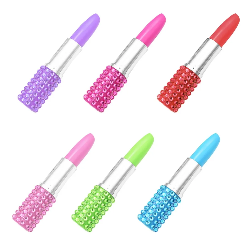 

1 Piece Cute Creative Lipstick Plastic Ball point Pen Ball Pens For Kids Writing Gift Korean Stationery Violet Red Blue Color