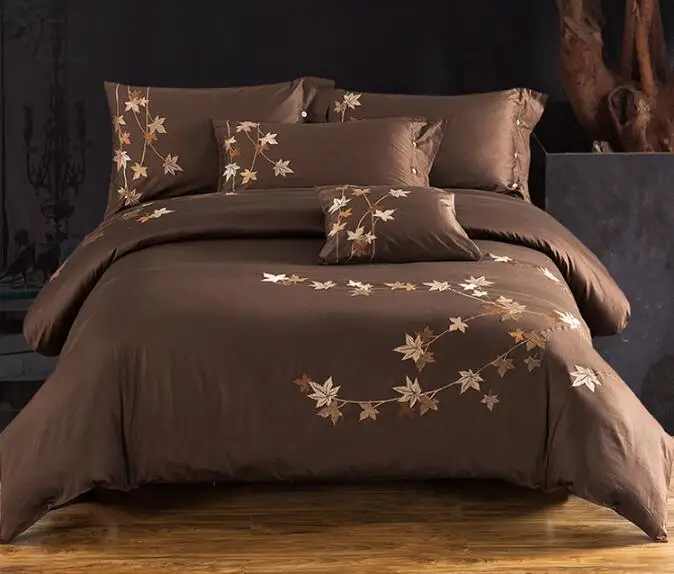 

60S High Quality 4pieces Luxury Bedding Sets King Queen Size Embroidery Duvet Cover Bed Sheet wholesale and reatial