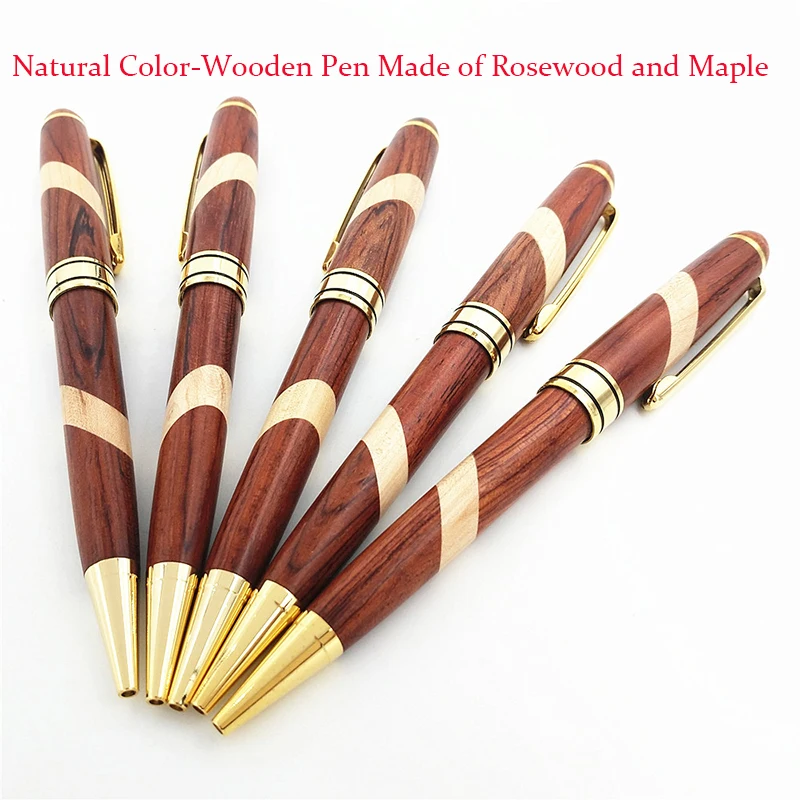 

Creative Luxury Rosewood + Maple Wooden Ballpoint Pen Natural Color 0.5mm Black Ink Pen for Business and Office & School as Gift