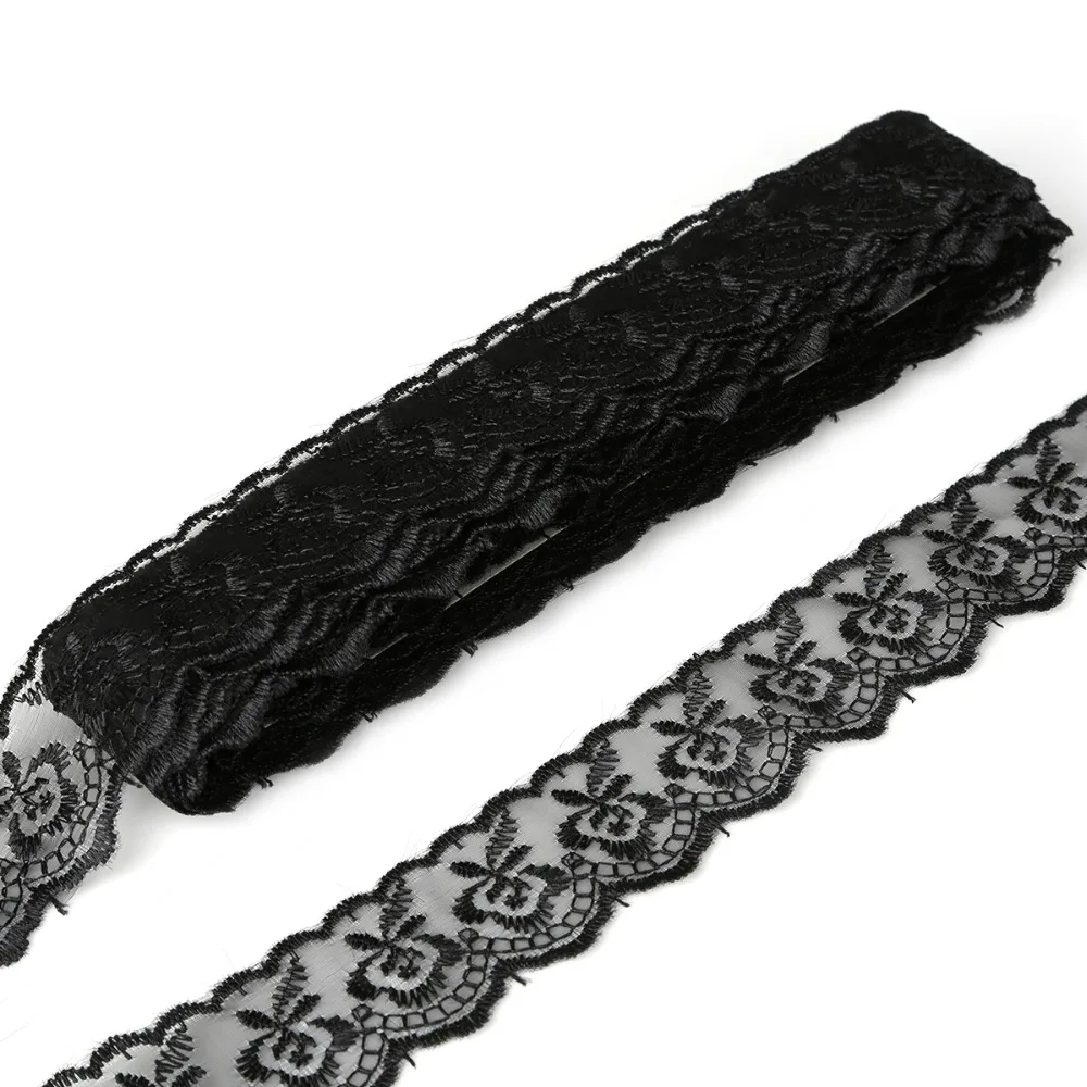 

20 yards/lot 4cm Black Ribbon Polyester Embroidered Lace Decoration Handmade Wedding Craft Sewing DIY Accessories Material