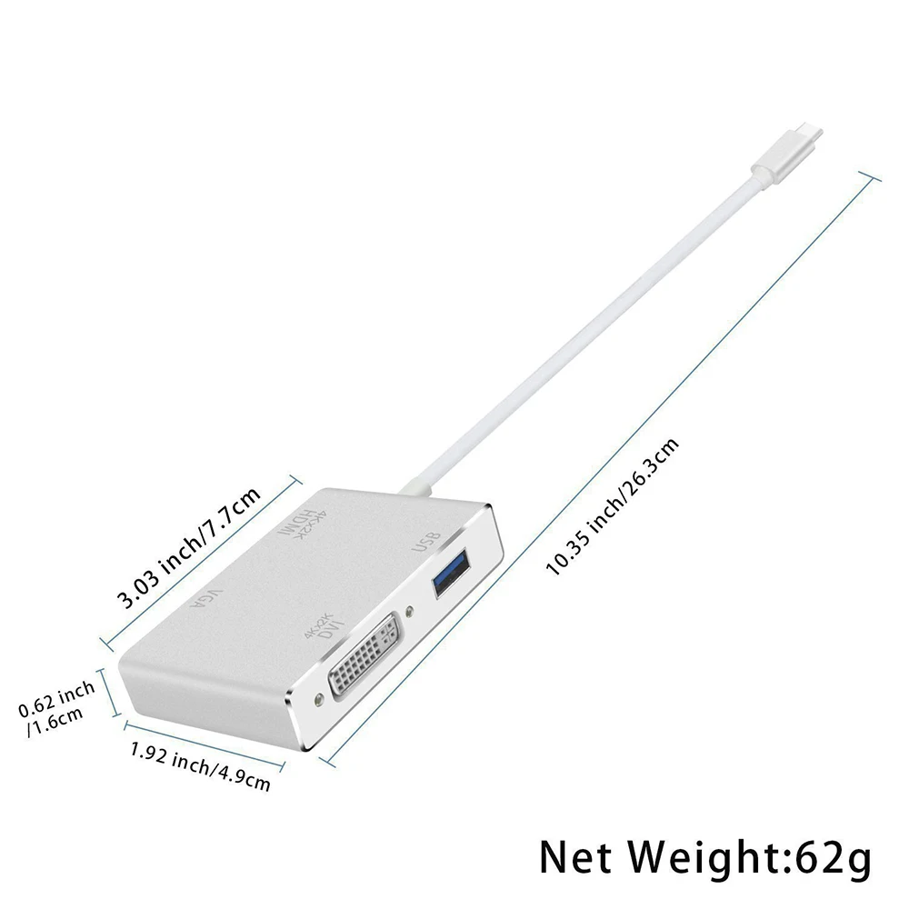 USB 3 1 Type C к HDMI VGA DVI 2 0 выход 4 в USBC Расширенный концентратор 4K 1080P 3D видео конвертер