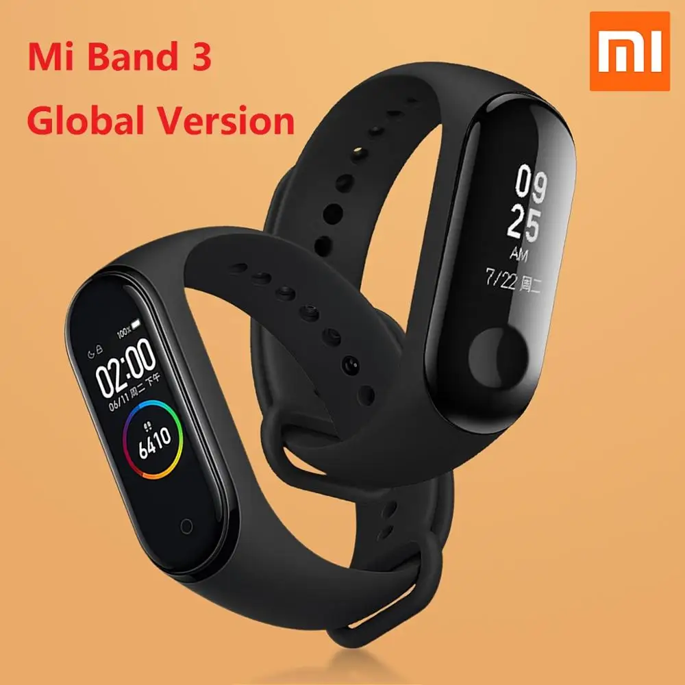 Mi Band 3 Global Ver Xiaomi mi Band 4 3 глобальная версия Смарт-часы браслет mi band bluetooth 5,0 OLED Водонепроницаемый Фитнес-браслет - Цвет: Mi Band 3 Global Ver