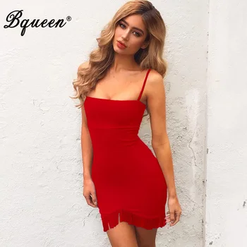 

Bqueen 2017 New Arrival Sexy Fashion Strapless Backless Mini Summer Women Bandage Dress Spaghetti Strap Tassel Party Lady Dress