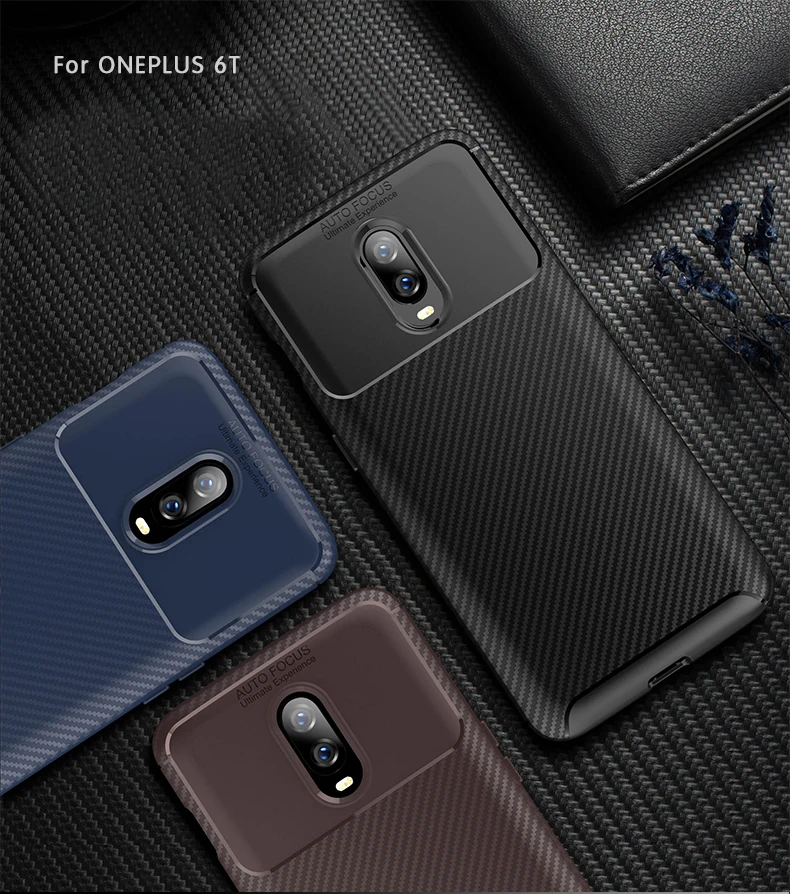 Best Luxury Case For OnePlus 6T Case Soft Silicone Carbon Fiber Phone Protection Back Cover Shockproof Case Oneplus 6T 6 T Back Case