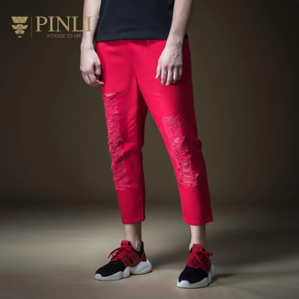 2018 Zipper Fly Jeans Men Pinli For Pingli Summer Hot New Men's Decoration Body Small Foot Hole Nine Points Tide B192216384 | Мужская