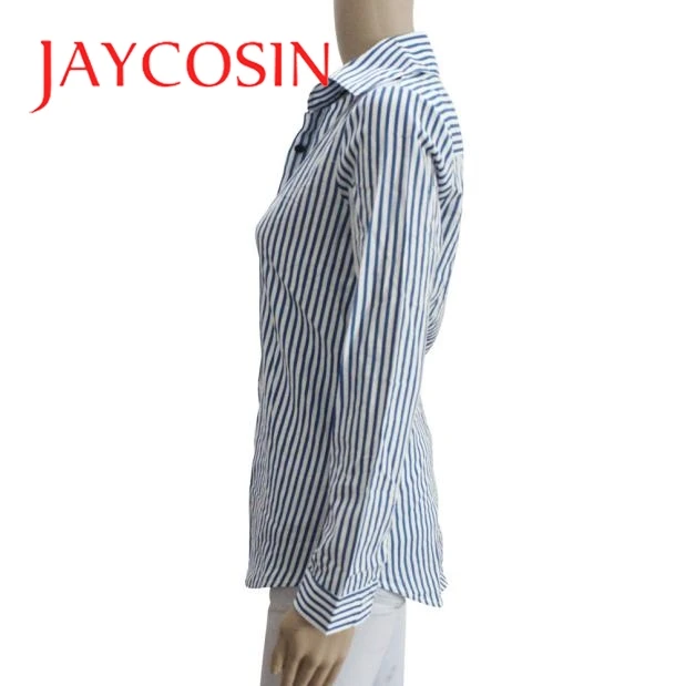 Женская Свободная блузка в полоску JAYCOSIN Повседневная Блузка с длинным рукавом и
