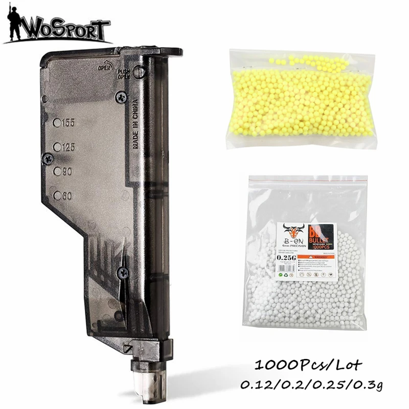

1000 Rounds Airsoft Paintball BBs Bullets 0.12g/0.2g/0.25g/0.3g Strike Ball BB Speed Loader Air Gun BB Balls for Shooting Games