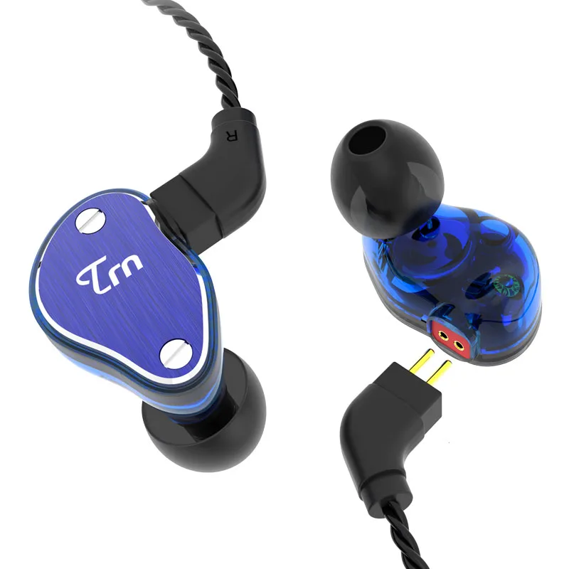 TRN V60 1BA+ 2DD гибридные наушники-вкладыши Hi-Fi DJ Monito спортивные наушники для бега наушники с 2PIN Съемная TRN V20 - Цвет: Blue no mic