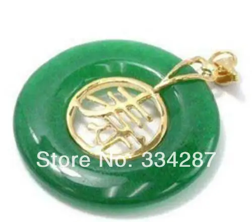 

New Style Carved Longlife Green JADES 18KGP Women Men Necklace Pendant 30MM