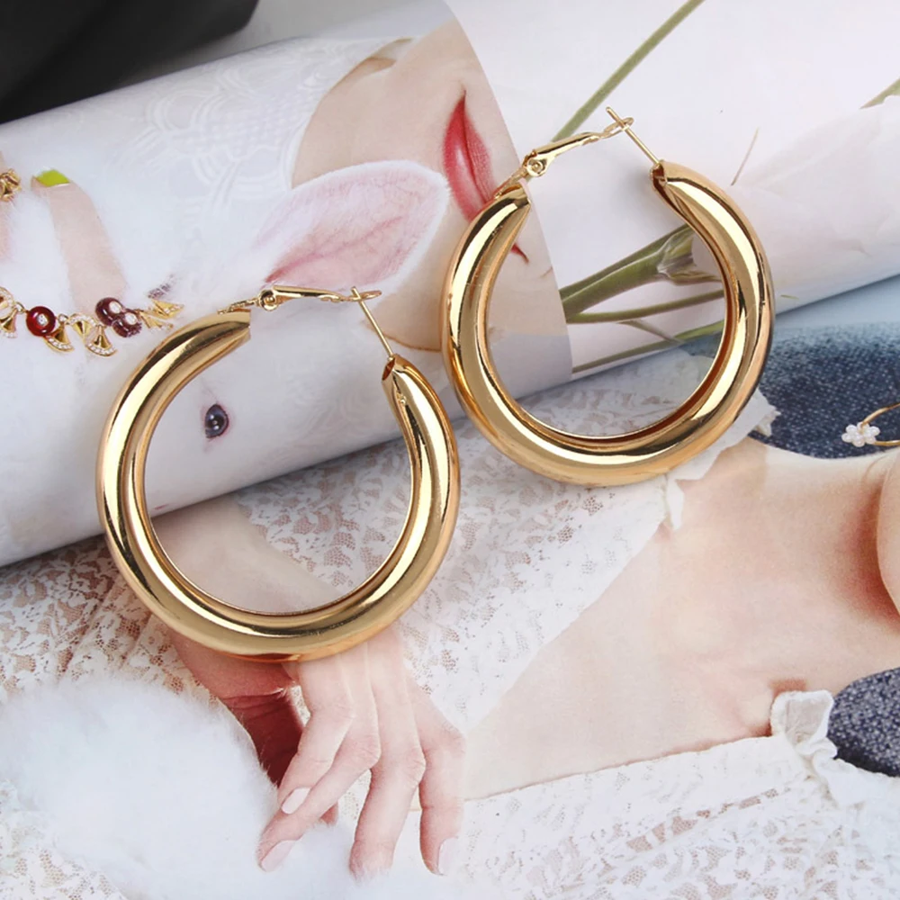 Модные золотые серьги-кольца больших размеров для женщин, богемные широкие большие круглые массивные серьги, Винтажные Ювелирные изделия