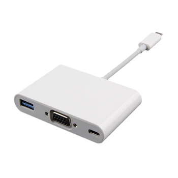 

Type C USB 3.1 Hub USB-C to USB 3.0/ VGA/ Type C Female Charger Adapter Cable