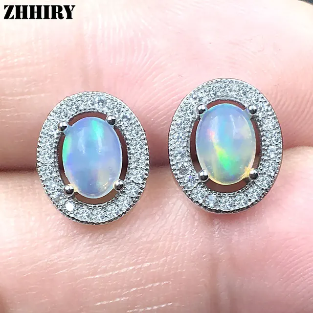 Zhhiry Natural Fire Opal Earrings Genuine Gem Solid 925 Sterling Zhhiry Natural Fire Opal Earrings Genuine Gem Solid 925 Sterling Silver Real Women Fine Jewelry