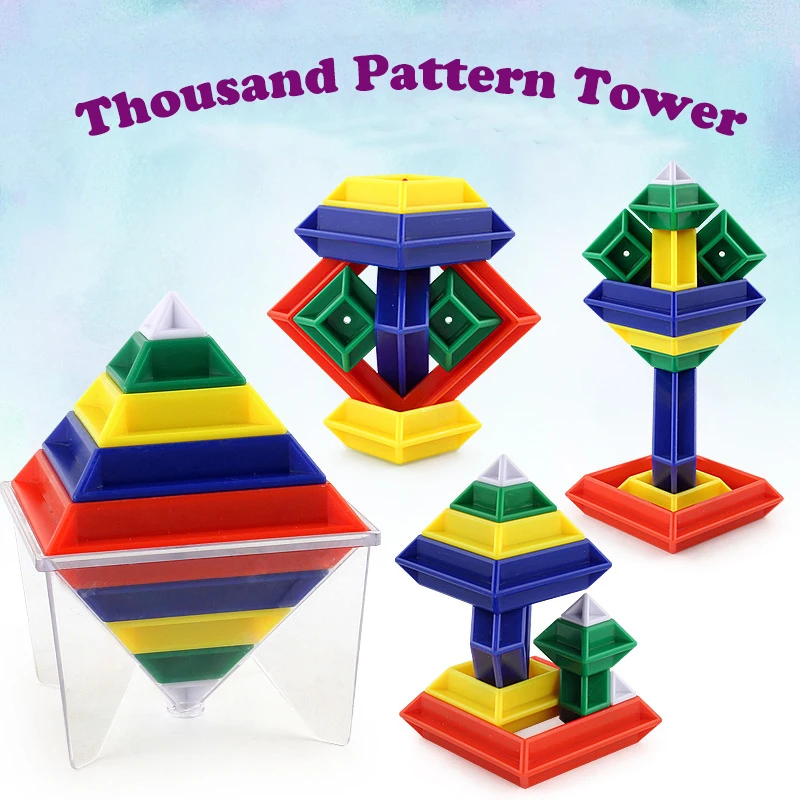 

Magic Turning Pattern Tower Children's Intelligence Building Blocks Cube Kids Toys DIY Child Birthday Gift