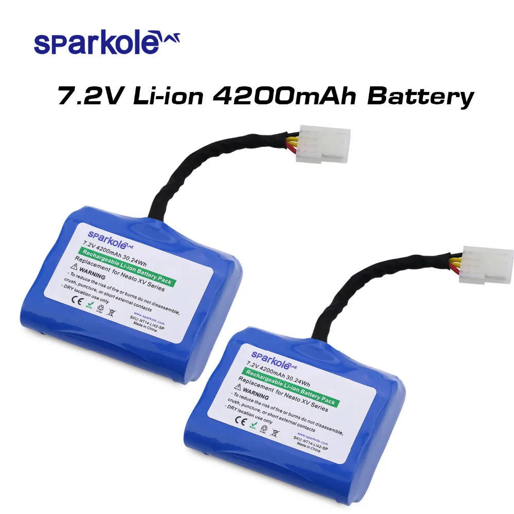 Sparkole 4200mAh Lithium battery for Neato XV-11 XV-12 XV-14 XV-15 XV-25 XV-21 XV Signature Pro Robotic Vacuum Cleaner 2Pack UL