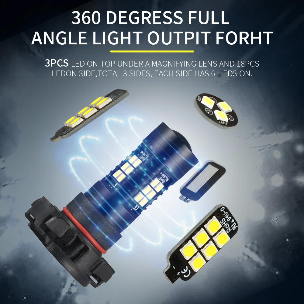 LED Lights Bulbs AILEO Super Canbus Erro Free 5202 PS24W PSY24W PS19W H16 LED EU Motorcycle Turn Signal Lights Led Driving Lights Accessories