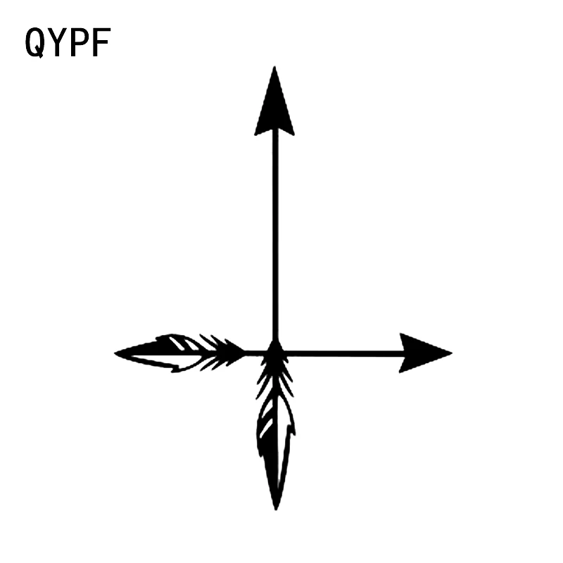 

QYPF 10.2*13.4CM Feather Hunting Archery Sport Decor Car Sticker Vinyl Accessories Silhouette C16-1714