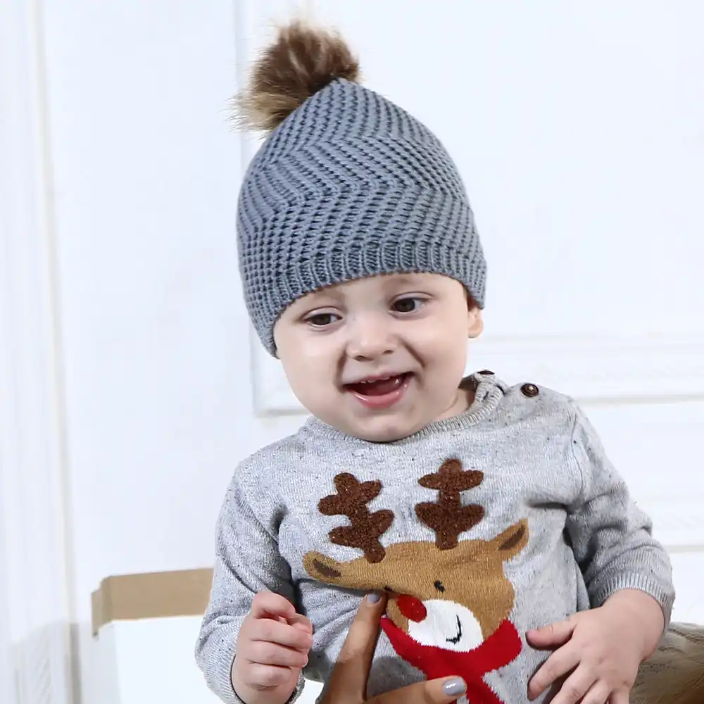 Nette Winter Baby Mutzen Madchen Kinder Warme Mutze Pelz Bommel Bobble Stricken Hakeln Beanie Mutze Kinder Kleinkind Winter Wolle Hute Pudelmutzen Und Beanies Aliexpress