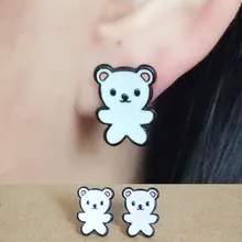 Белый медведь Мода Аниме Сережка с героями мультфильмов милые серьги-гвоздики с животными для женщин, девушек, детей рождественский подарок
