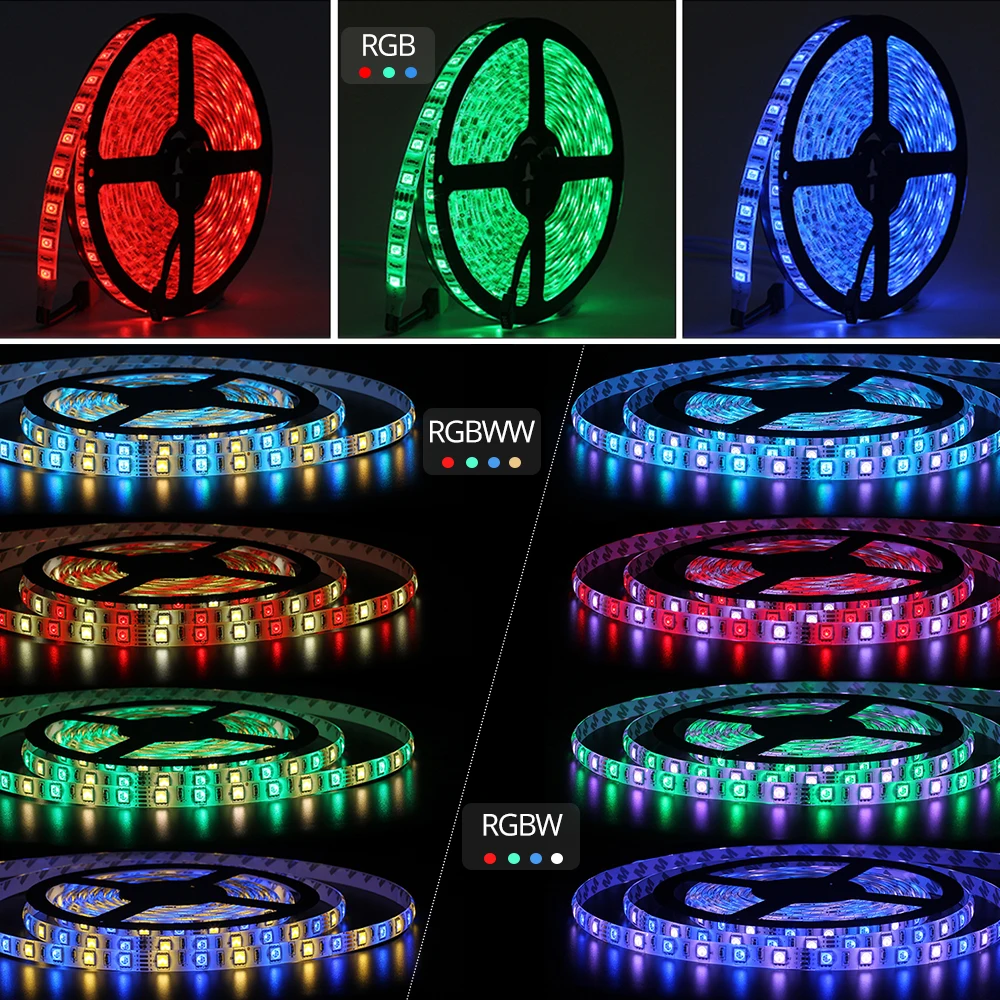 Набор светодиодных лент с Bluetooth RGB/RGBW/RGBWW, светодиодный светильник, водонепроницаемая гибкая светодиодная лента 5 м/рулон с адаптером питания 3A