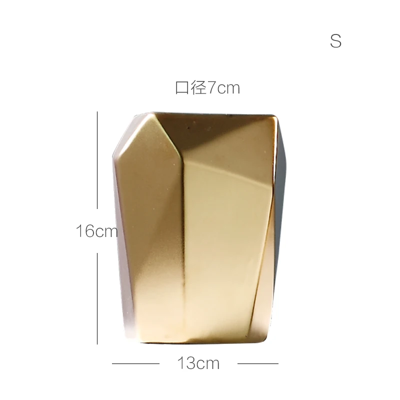 В скандинавском стиле, простая Золотая Геометрическая керамическая ваза для гостиной, украшение дома, Цветочная композиция, свадебные аксессуары - Цвет: S