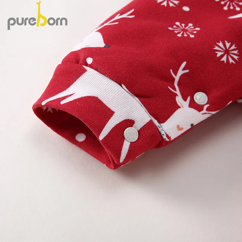 Pureborn/Детский комбинезон унисекс для новорожденных Флисовая одежда с капюшоном