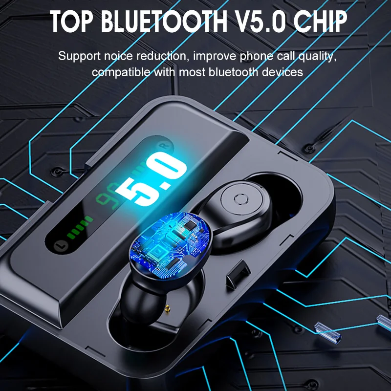 F9 TWS airdots bluetooth earbuds with mic wireless headphones super bass earphone sports earphone with charging box LED display