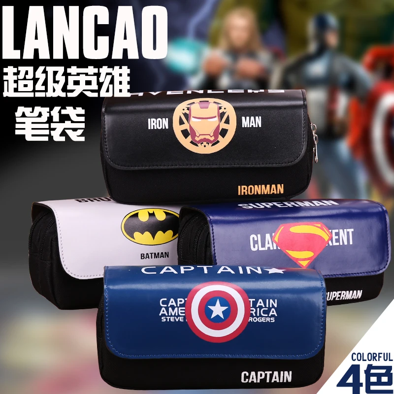 

Lancao Superman Creative Pen Bags for Boy Korea Multifunction Pencil cases Large Capacity Pencil-box Free Shipping