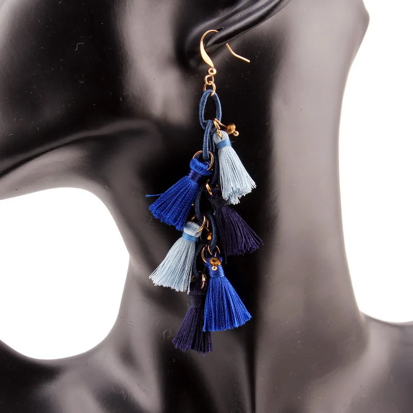 

Florosy Bohemian Design Ethnic Chunky Pendant Drop Tassel Earrings for Women Dangle Statement Bead Chain Earrings Wholesale New
