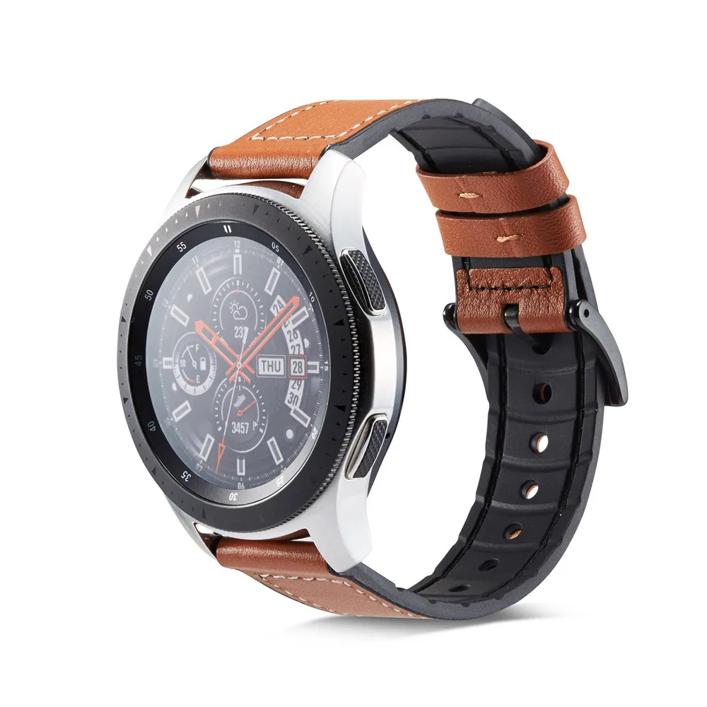 22 мм Универсальный ремешок для Samsung Gear S3/Galaxy Watch 3 45 мм/46 часов Силиконовый + кожаный