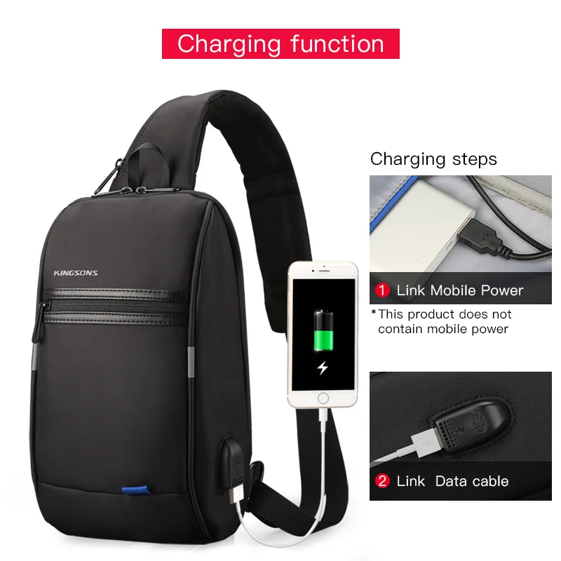  Kingsons Men Chest Bag New Anti-thief Crossbody Bag Water Repellent Men Shoulder Bags 9.7 inch Ipad - 32944116638