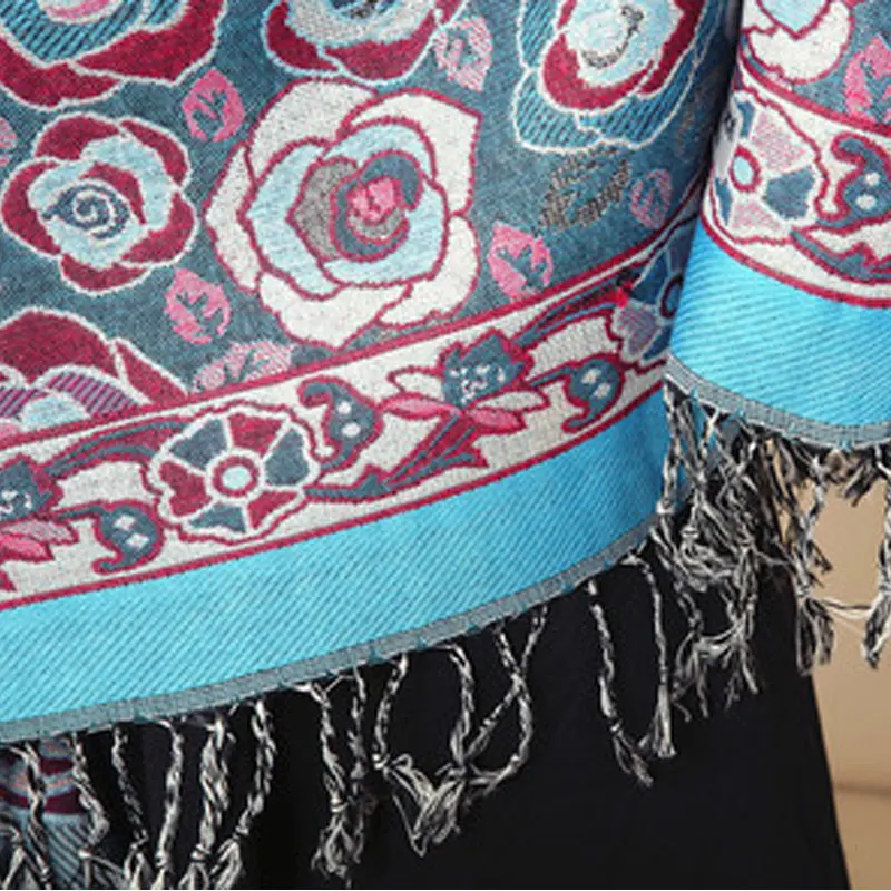 CoolCheer женский элегантный этнический стиль шарф осень зима Ретро богемный шарф шаль удлиненный двойной воротник