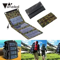 Amzdeal 7 Вт складной Панели солнечные открытый USB Батарея Мощность Зарядное устройство для смартфонов путешествия на открытом воздухе