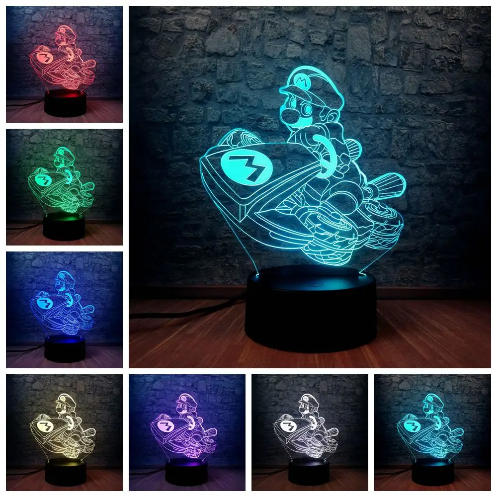 Коробка 3D Лампа Супер Марио Семья Bros Йоши светодиодный 7 цветов пеленальный столик свет декор Детская комната ночник симпатичная игрушка в подарок - Испускаемый цвет: Mario
