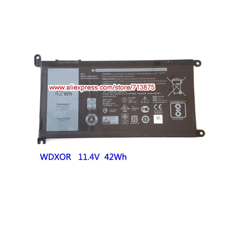 11,4 V 42Wh T2JX4 WDXOR WDX0R Батарея для Dell Inspiron 13 5378 7368 13 5368 15 5538 5567 5568 15 7000 7560 3CRH3 FW8KR - Цвет: Черный