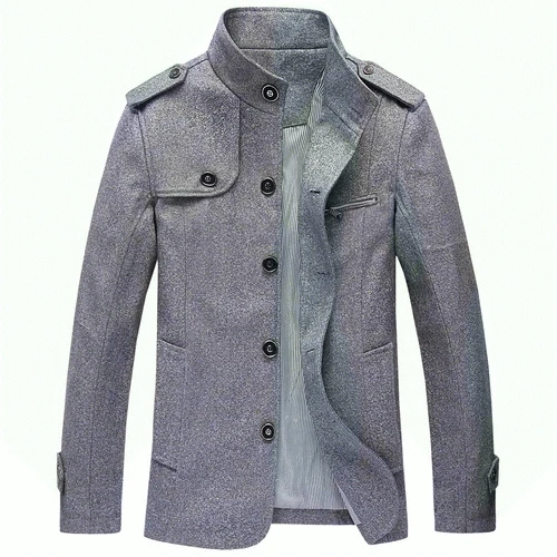 LOMAIYI Мужская куртка, мужской шерстяной Тренч средней длины, мужские демисезонные куртки, мужское повседневное пальто с воротником-стойкой BM291 - Цвет: light gray