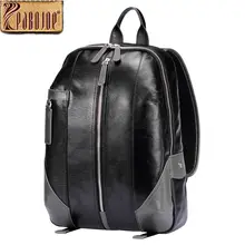 Pabojoe Women Mens Vintage Backpack 100% Genuine Leather Laptop Travel Holder 14inch 15.6inch Computer School Bags
