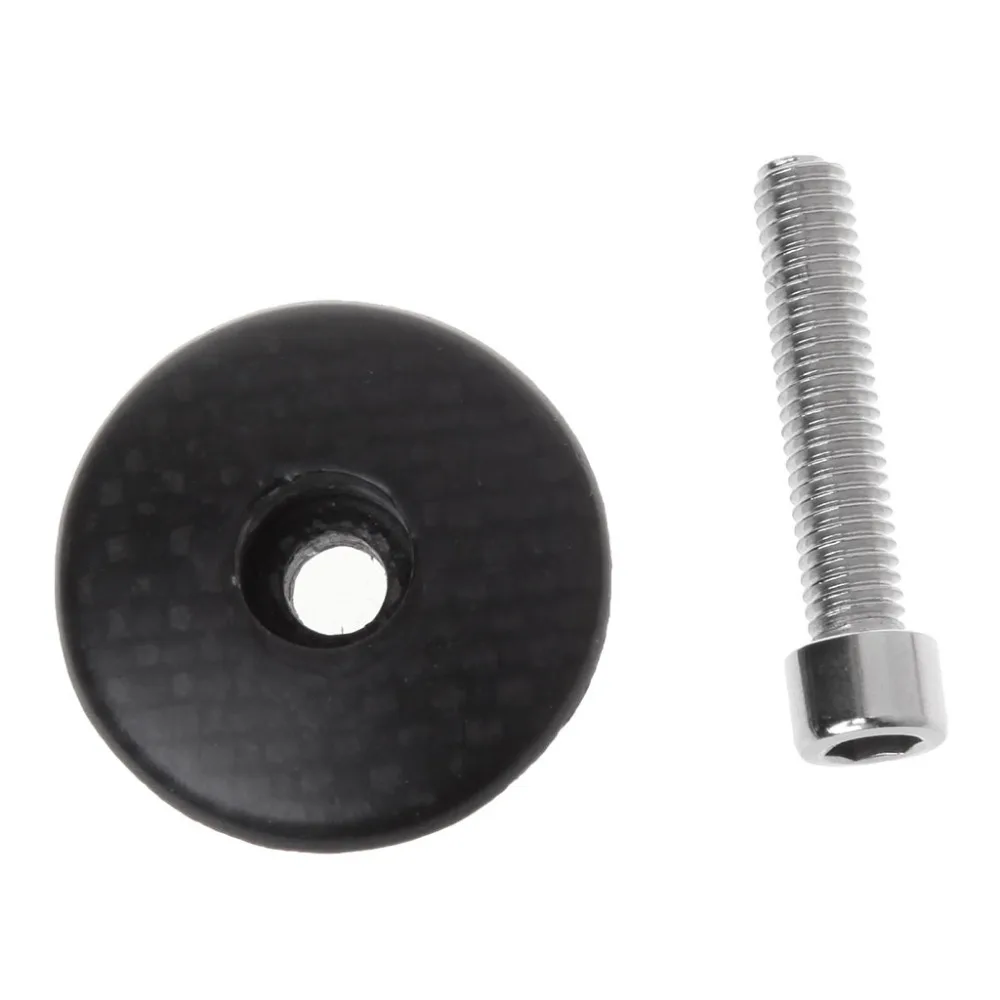 

QILEJVS Bicycle Headset Cap 28.6mm Dustproof Top MTB Stem Cover Carbon Fiber With Screw