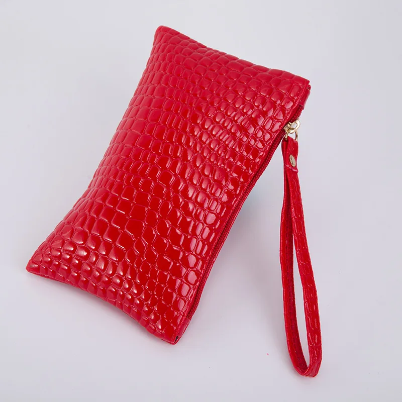 Женский кошелек с крокодиловым узором, модная сумка-кошелек черного и красного цвета из искусственной кожи, держатель для карт на молнии, короткий маленький кошелек для подарка