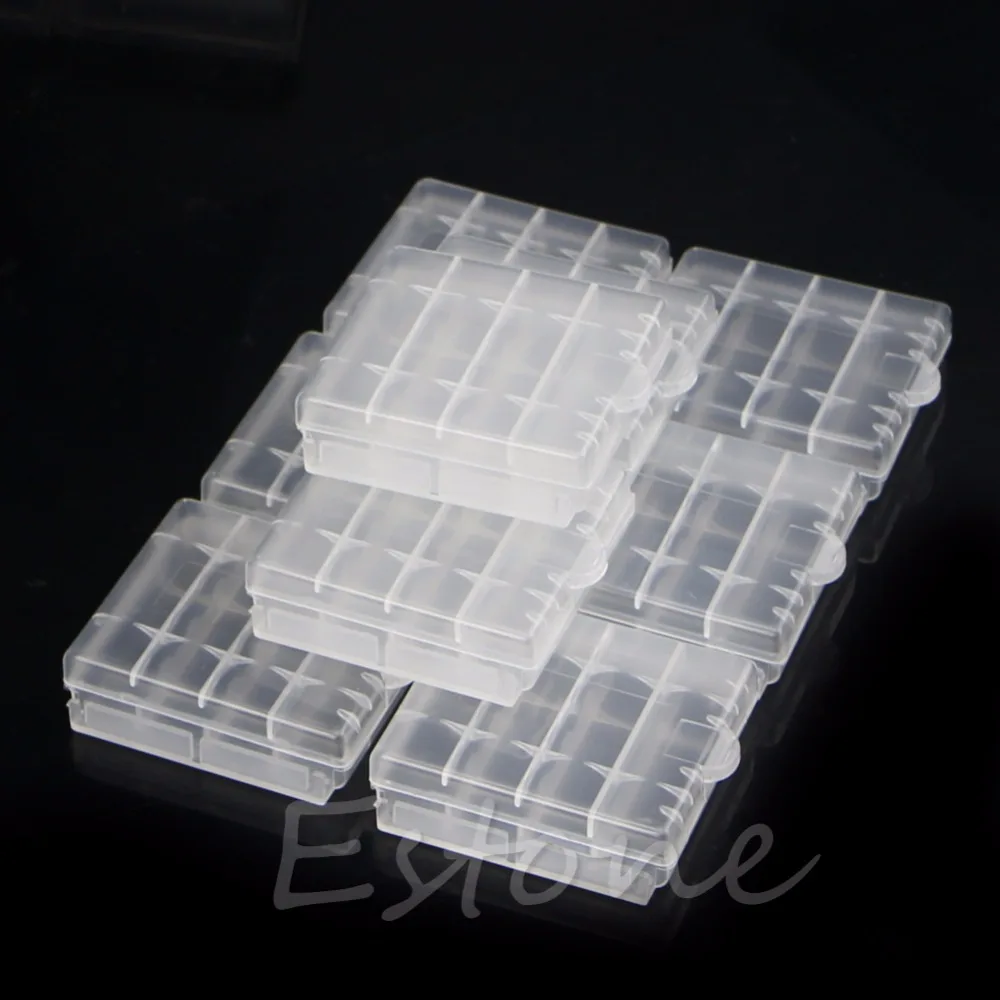 10x Aa Aaa Battery Clear White Storage Case Holder Rechargeable