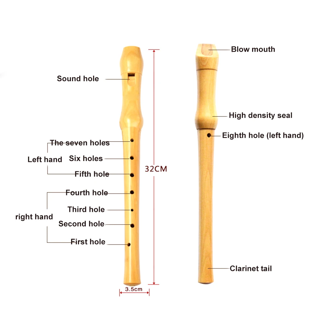 Сопрано 8-Hole музыкальный подарок рекордер деревянная флейта длинный Германия-тип Обучающие инструменты