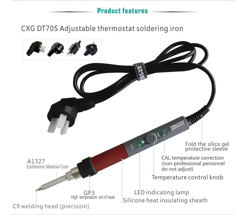 

Solder Soldering iron 220v 70W Sleep function Heating weld electric Station Handle heat pencil tool Electric Soldering iron