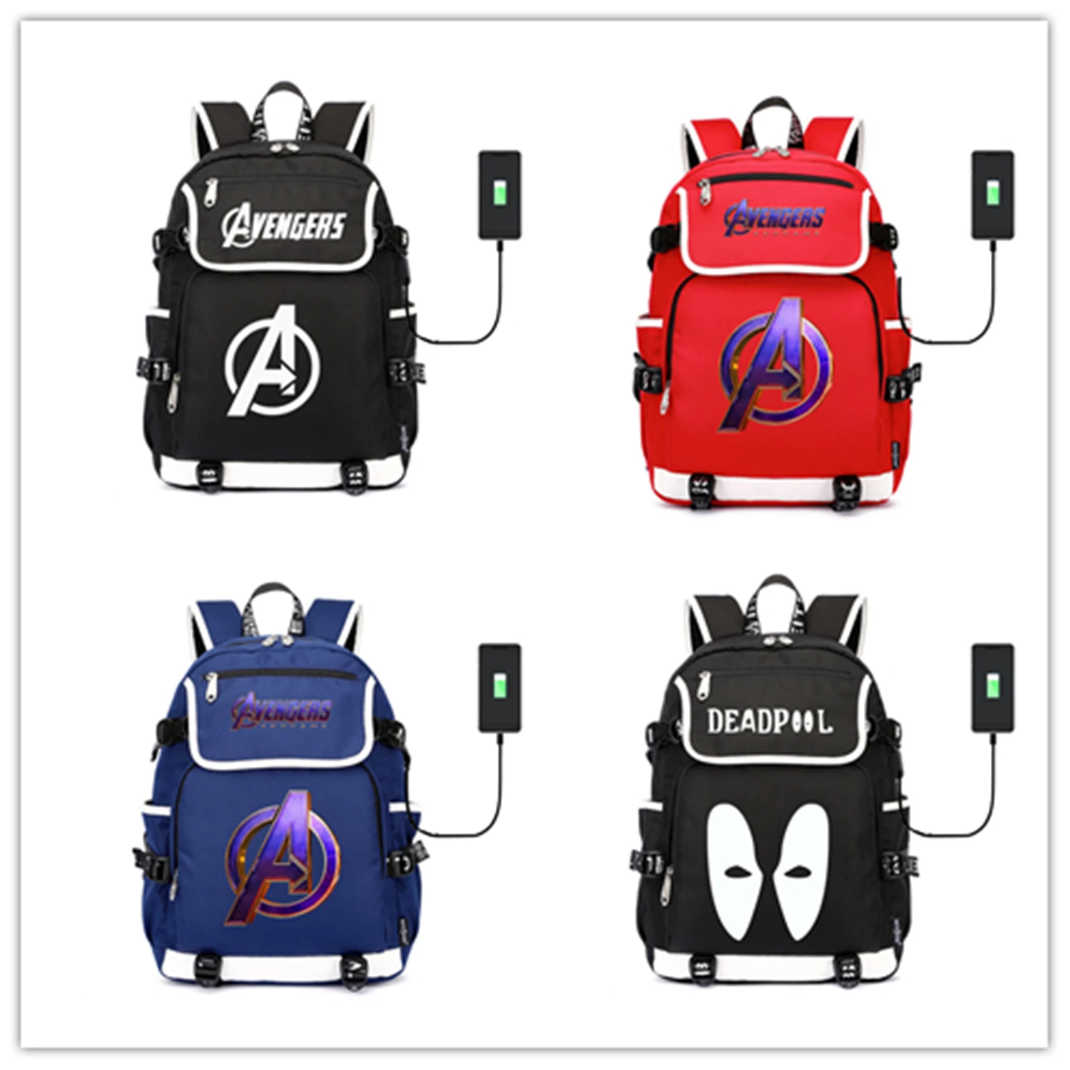 

Marvel Super hero Logo Backpack New USB Travel Bags Leisure Laptop bag Teenagers Student's School Bag