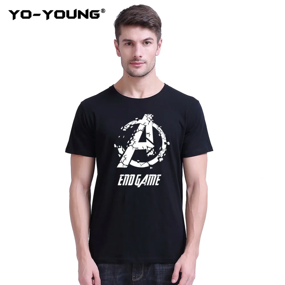 

Yo-Young Men T-Shirts Marvel Avengers Endgame Broken LOGO Print 100% 180 gsm Combed Cotton Summer Top Tee Shirt Homme Customized