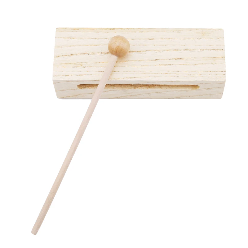 

New Wooden Percussion Block Woodblock with Mallet Exquisite Kid Children Musical Toy Percussion Instrument Good Christmas Gift