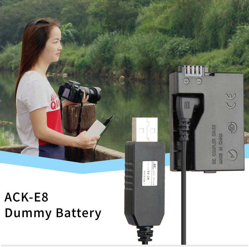 USB кабель для привода 5 В внешняя мощность + искусственная батарея (фотосессия LP E8