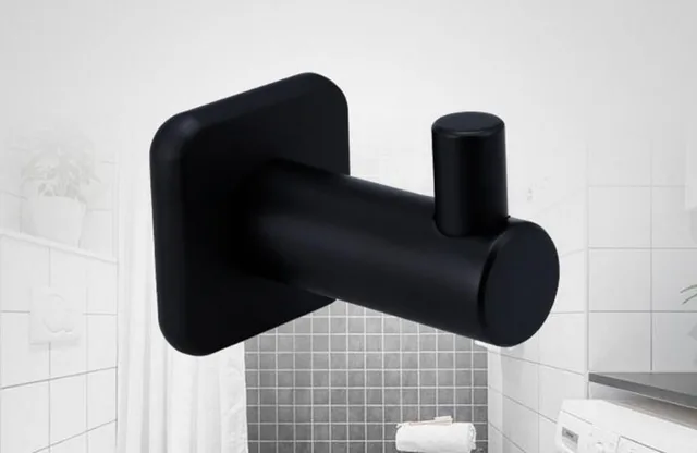 Classic 304 Stainless Steel Matt Black Coat Racks Towel Hook Round Base Robe Hook Wall Mounted Bathroom Accessories BL123