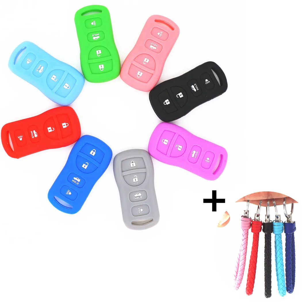 

WFMJ New 4 Buttons Smart Remote Key Case Keyring Cover Chain Bag Holder for Nissan 350Z Altima Armada Maxima Quest Sentra