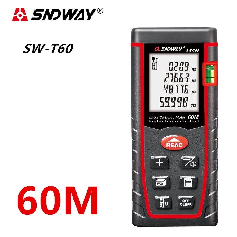 SNDWAY Laser distance meter Laser rangefinder Range finder trena Laser tape measure 40M 60M 80M 120M ruler Roulette Diastimeter